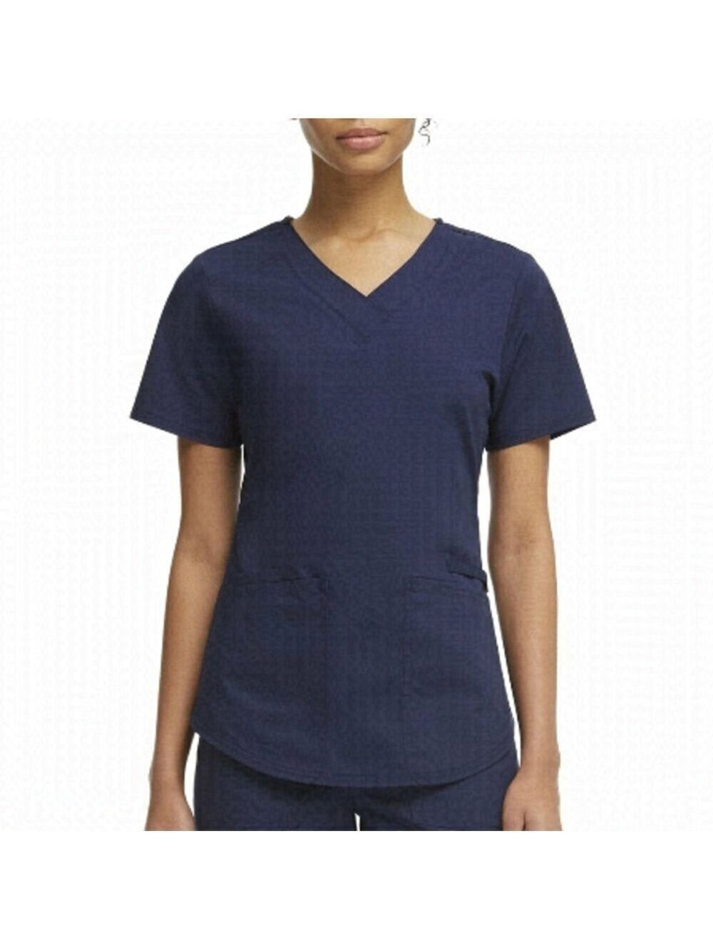 Scrubstar Women's Polyester/Cotton Blend Navy Blue Scrub Top - Size Small